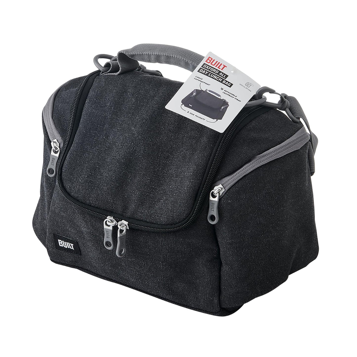 (2 Pack) Oxford All Day Adult Reusable Lunch Bag Black