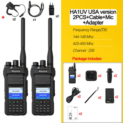 Ailunce HA1UV Walkie Talkie IP67 Waterproof 2800Mah Rechargeable Long Range Dual Band Two-Way Radio Sub-Ptt Ham Radio