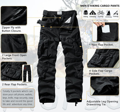 Men'S Cargo Pants Camo Casual Pants Relaxed Fit Cotton Work Pants with Multi Pocket
