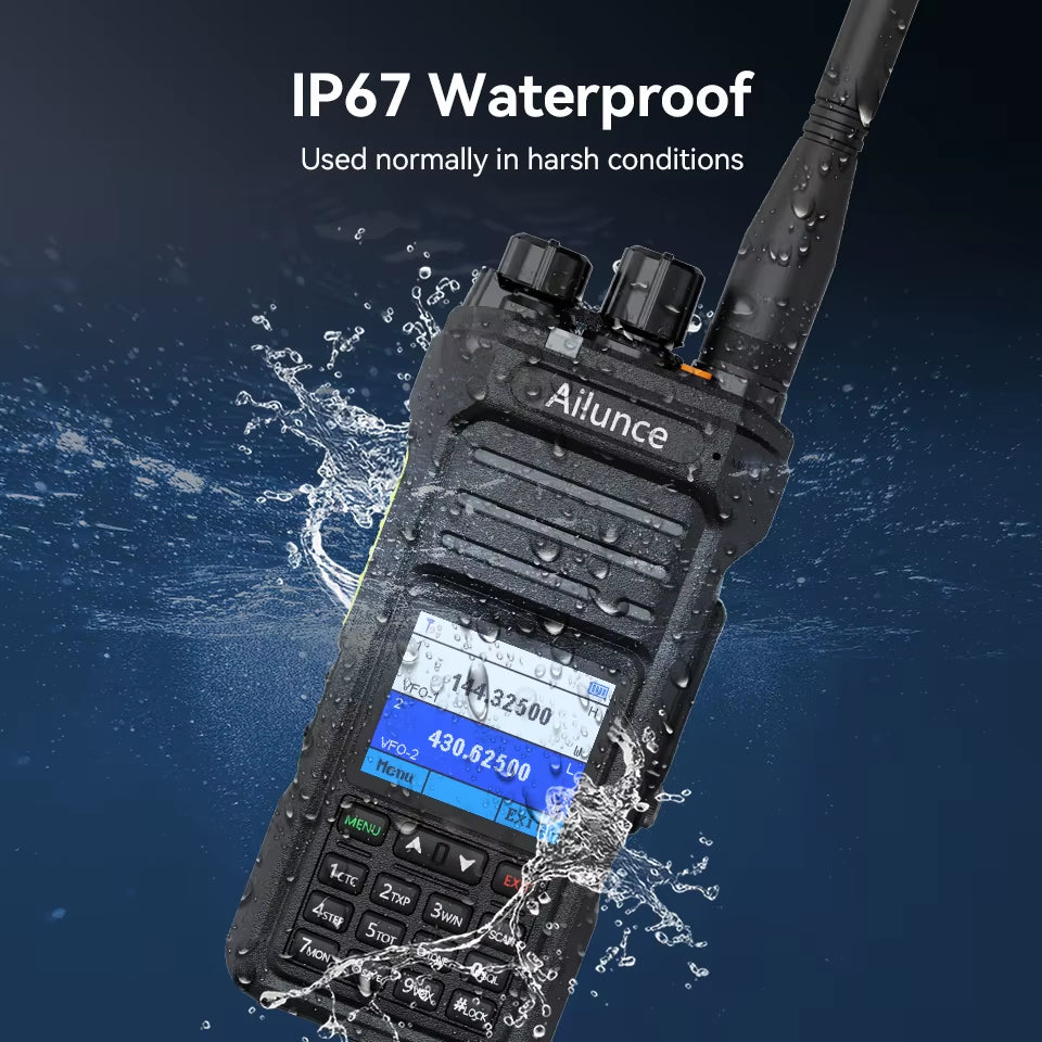 Ailunce HA1UV Walkie Talkie IP67 Waterproof 2800Mah Rechargeable Long Range Dual Band Two-Way Radio Sub-Ptt Ham Radio