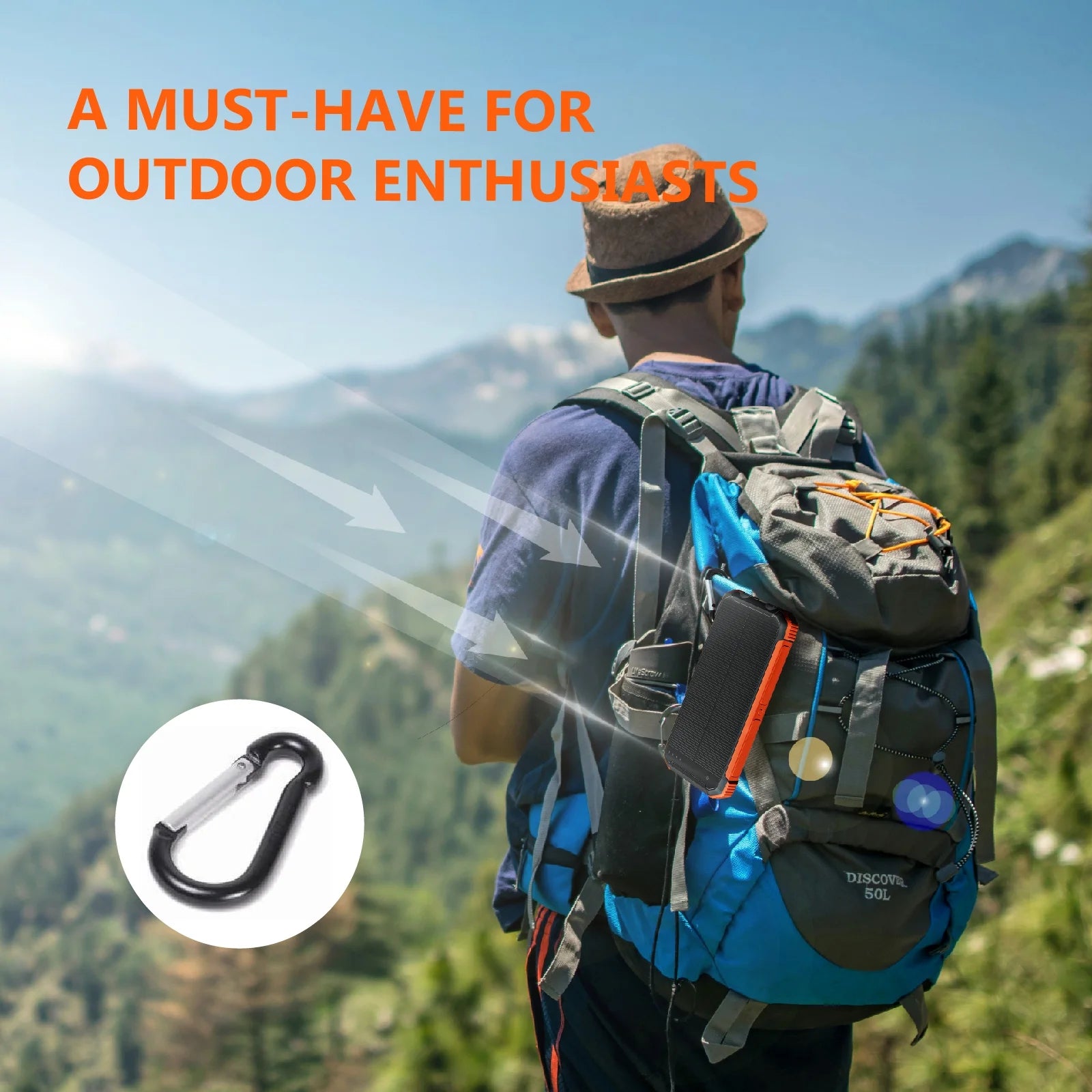 Solar Power Bank,20000Mah Portable Charger with Built-In 3 Cable,18W Fast Charging&5W Wireless Charger,Compatible with Iphone,Android-Camping,Hiking,Travel Essentials(Orange)