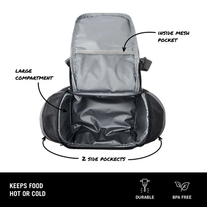 (2 Pack)  Oxford All Day Adult Reusable Lunch Bag Black