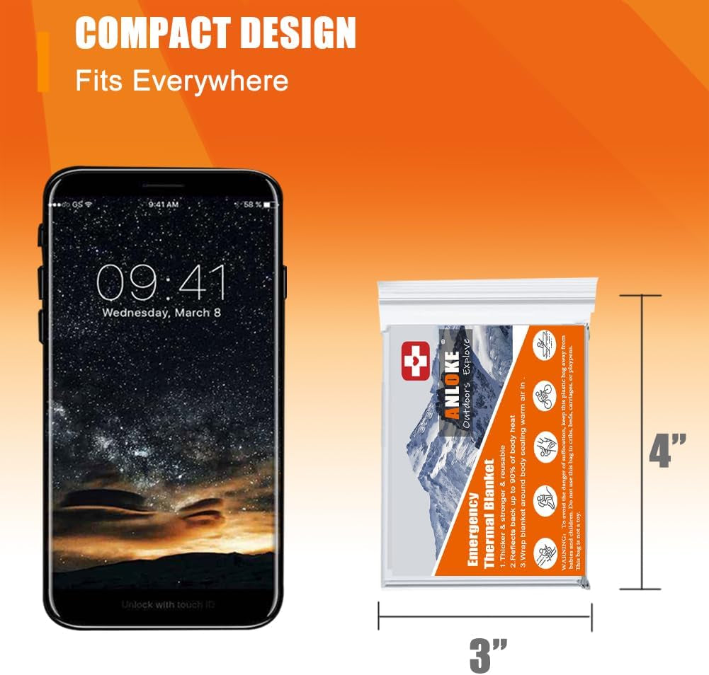 10PK Mylar Emergency Thermal Blankets 82X64" Heavy Duty Survival Gear