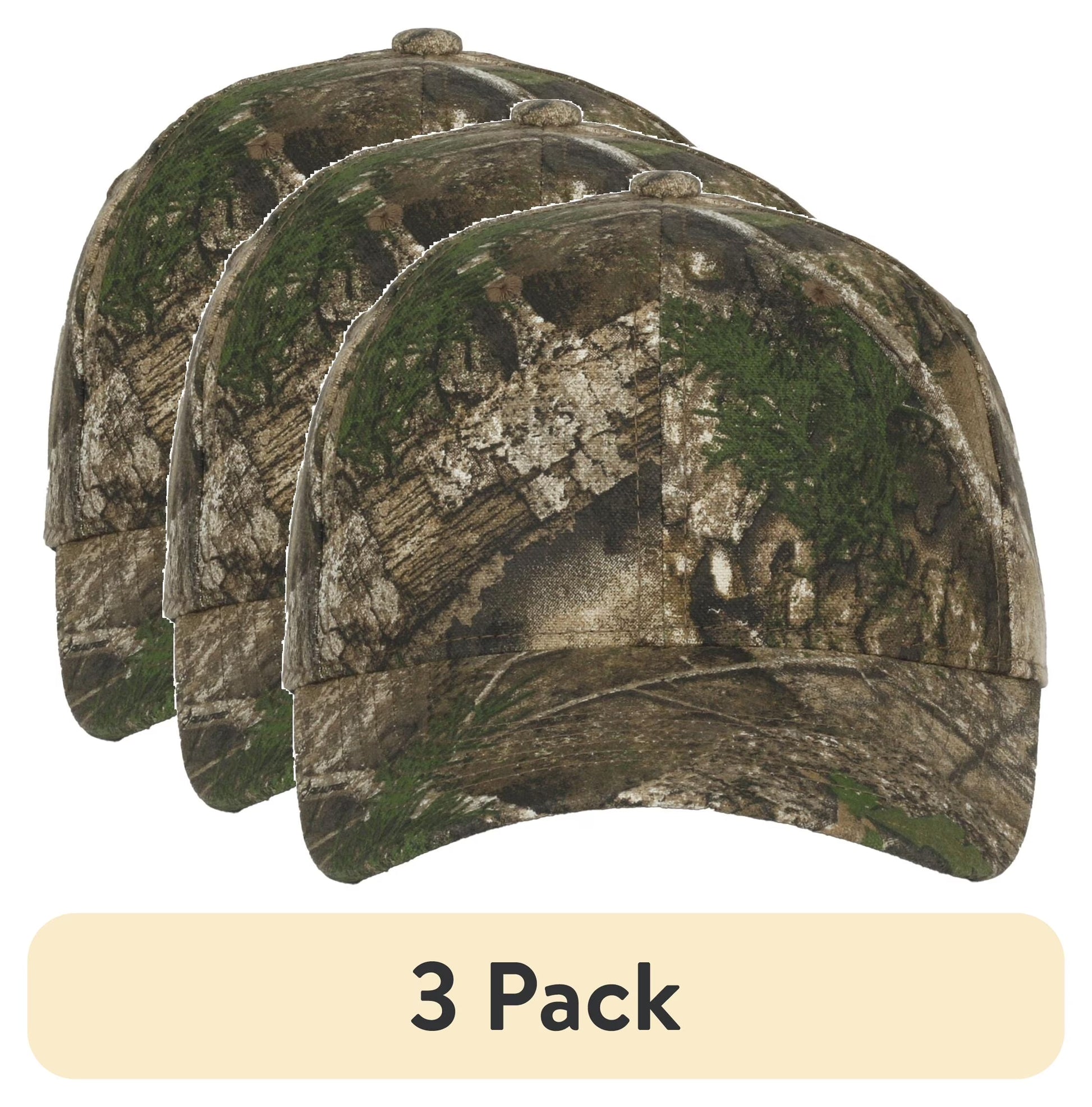 (3 Pack)  Lightly Structured Cotton Canvas Baseball Style Cap  APX Camo, Adult, Men'S, Hunting