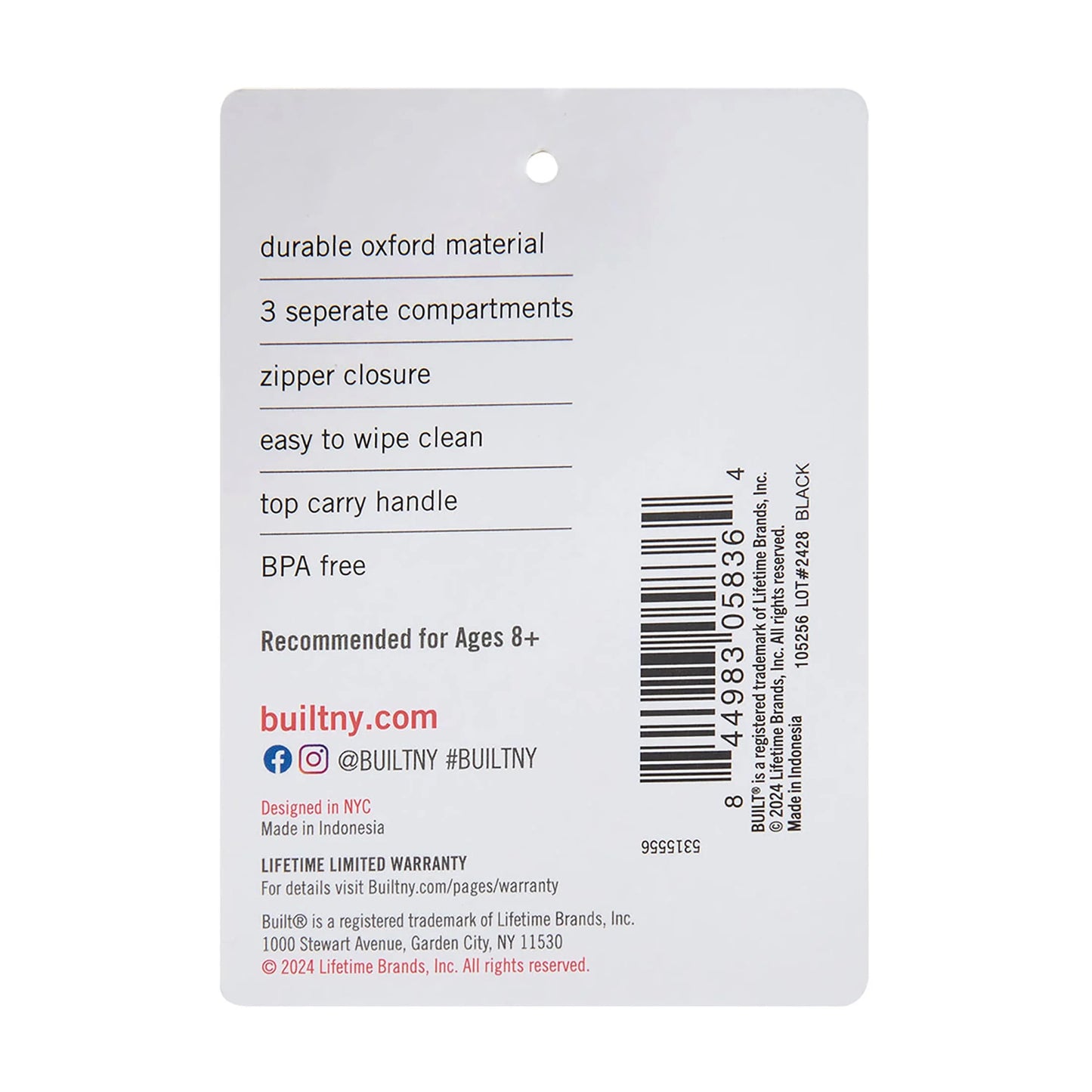 (2 Pack)  Oxford All Day Adult Reusable Lunch Bag Black