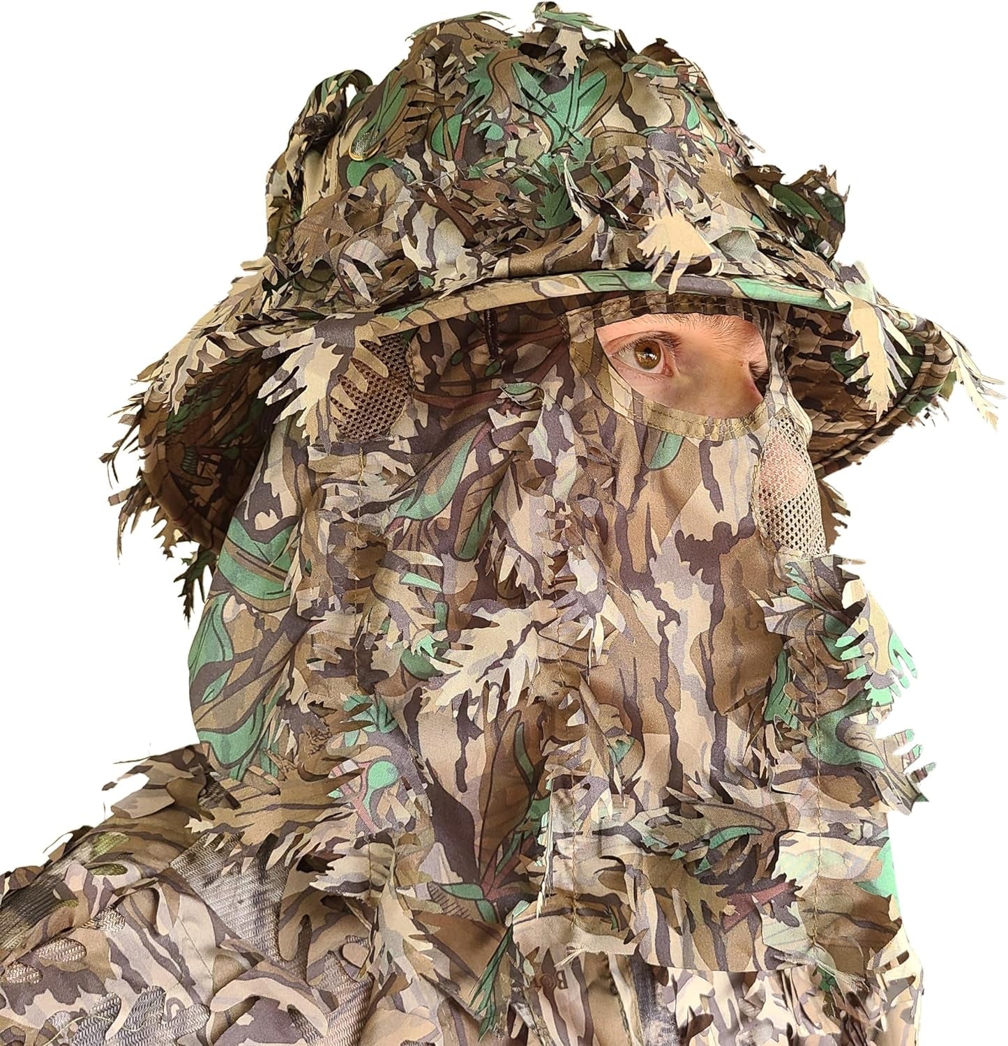 Realtree & Mossy Oak 3D Leafy Camo Face Mask Bucket Hat for Men Deer Duck and Turkey Hunting (Fully Adjustable OSFM)