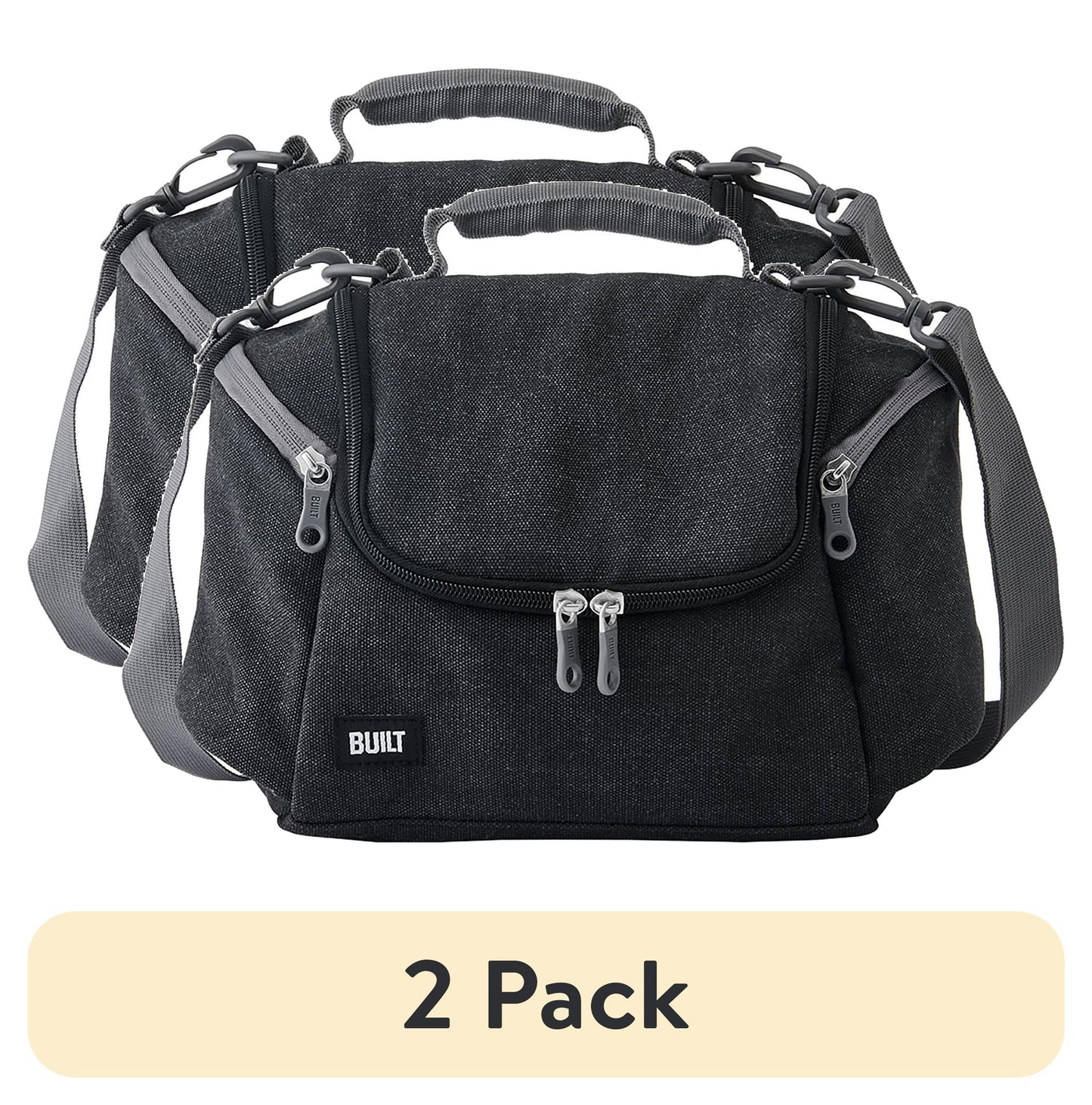 (2 Pack)  Oxford All Day Adult Reusable Lunch Bag Black