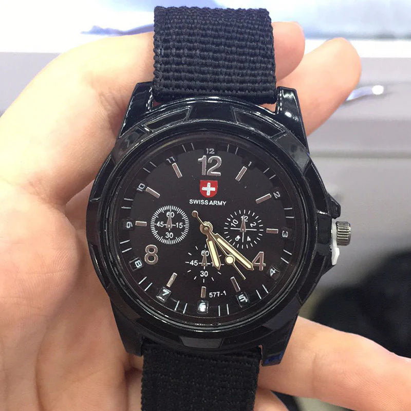 Army Style Woven Strap Tactical Timepiece Navy Air Force Quartz Military Watch