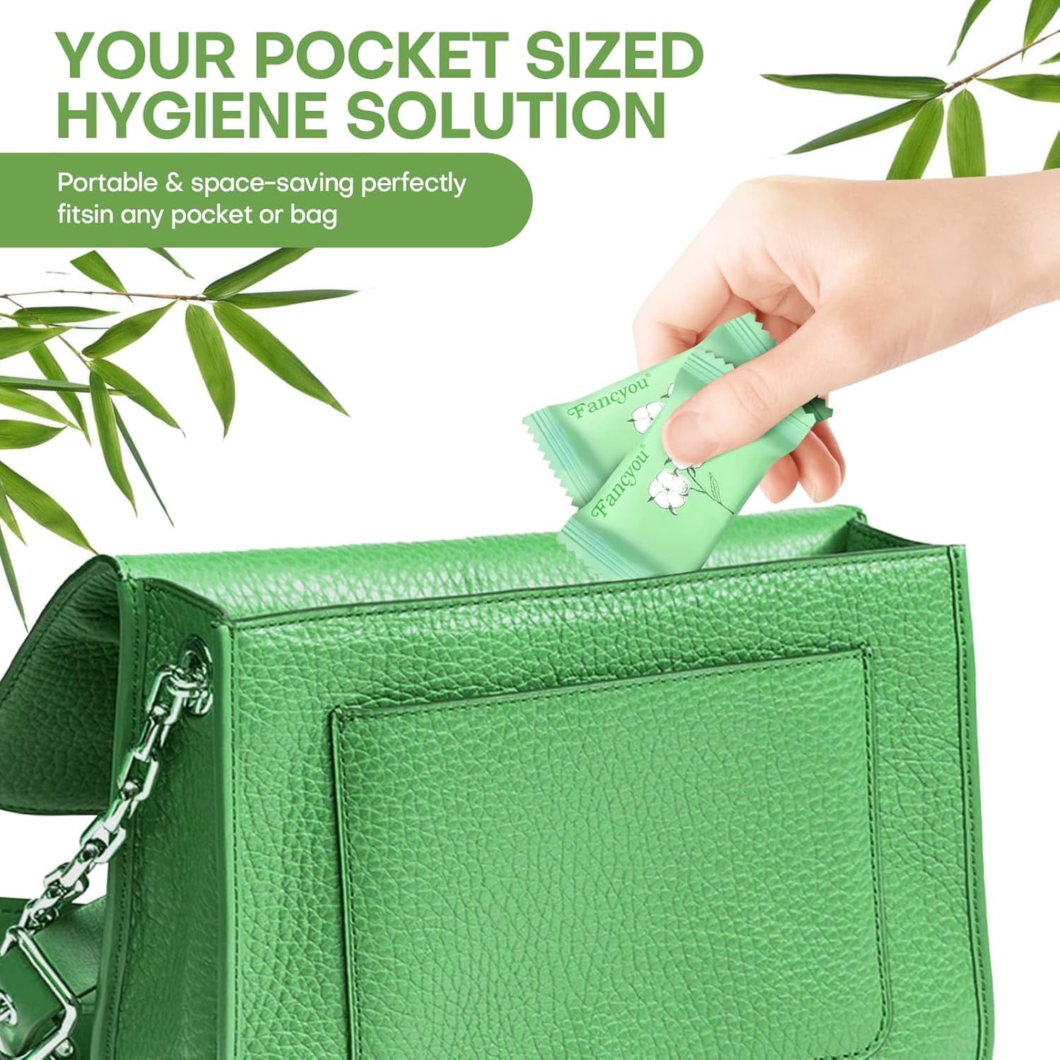 Compressed Towel Tablets 12"X9" 50 Pcs Individually Wrapped Mini Disposable Coin Towel Travel Size Wipe Washclothes (Green)