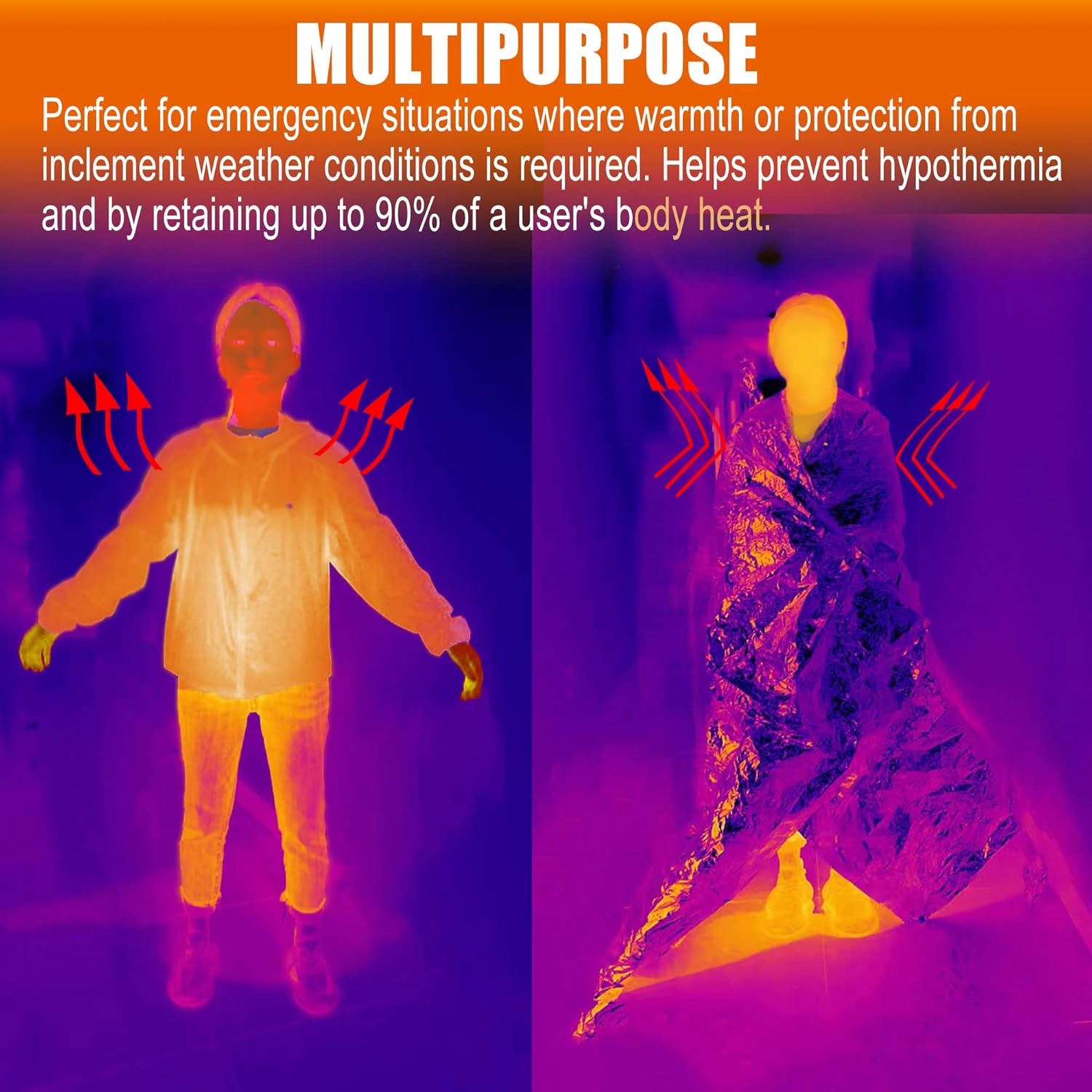 10PK Mylar Emergency Thermal Blankets 82X64" Heavy Duty Survival Gear