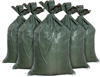 - Heavy Duty Empty Sandbags for Flooding (14" X 26") - Poly Sand Bags for Flood Barrier, Weight, Construction, Earth Bag Homes - Reusable, UV Resistant - Tie Strings Attached (10 Bags)