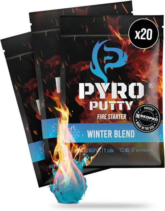 Pyro Putty: Single Use Waterproof Survival Fire Starter, 20 or 50 Ct Foil Packs, Easy Tear, Easy Ignite, Fire Starters for Campfires