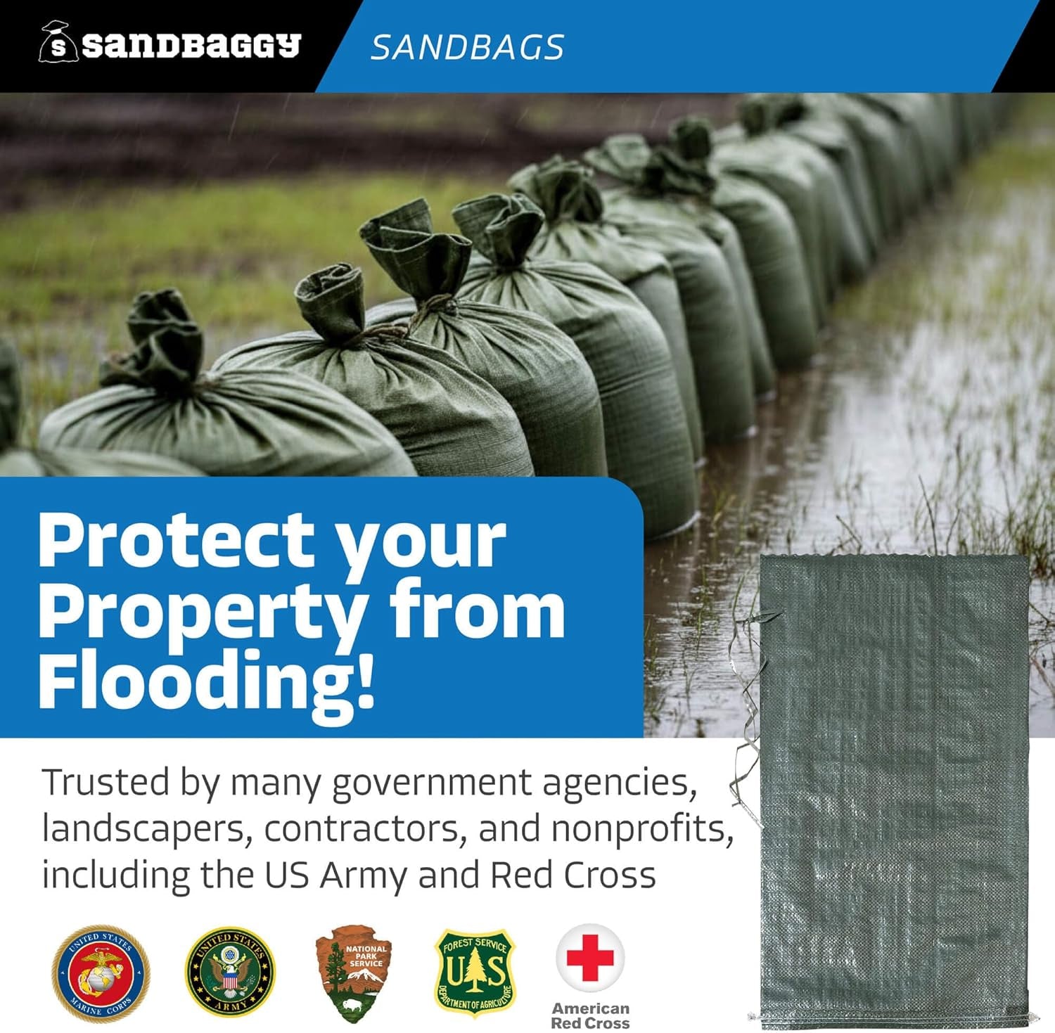 - Heavy Duty Empty Sandbags for Flooding (14" X 26") - Poly Sand Bags for Flood Barrier, Weight, Construction, Earth Bag Homes - Reusable, UV Resistant - Tie Strings Attached (10 Bags)