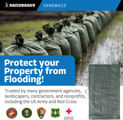 - Heavy Duty Empty Sandbags for Flooding (14" X 26") - Poly Sand Bags for Flood Barrier, Weight, Construction, Earth Bag Homes - Reusable, UV Resistant - Tie Strings Attached (10 Bags)