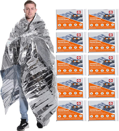 10PK Mylar Emergency Thermal Blankets 82X64" Heavy Duty Survival Gear