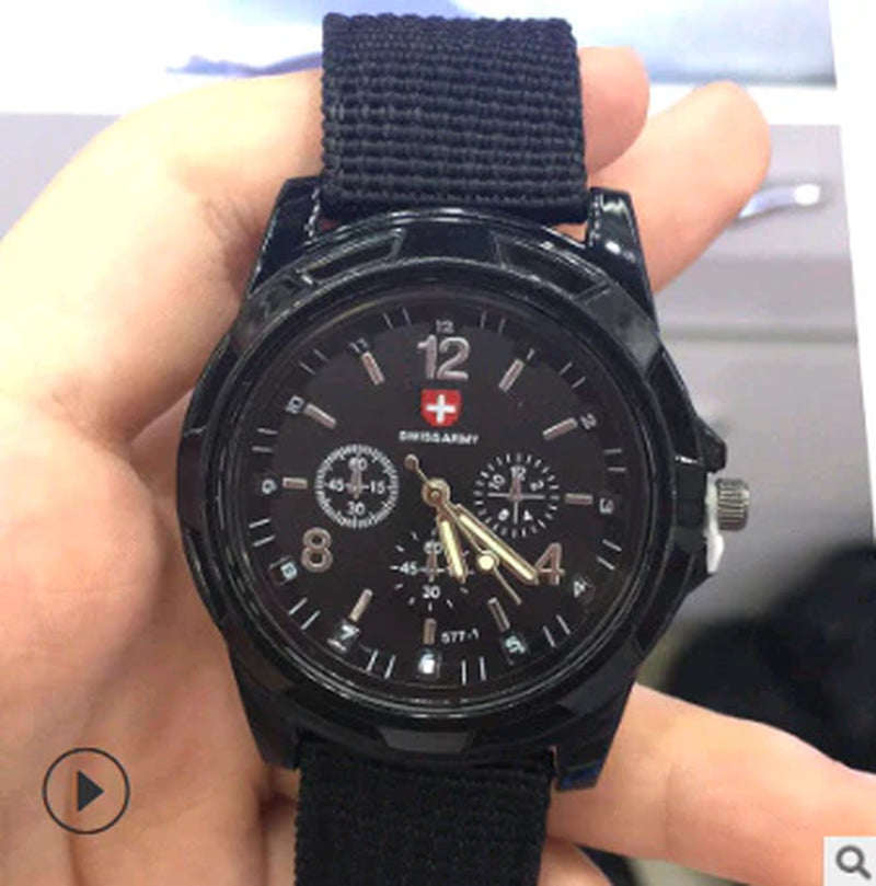 Army Style Woven Strap Tactical Timepiece Navy Air Force Quartz Military Watch