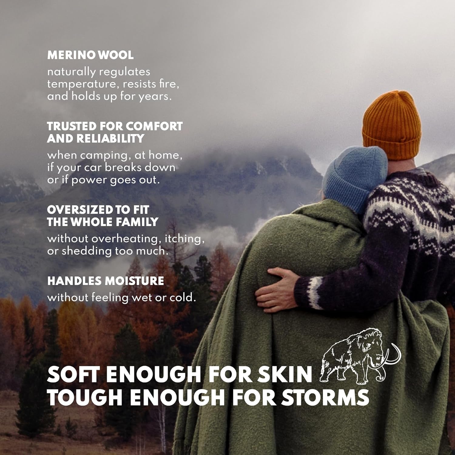 Outdoor Merino Wool Throw Blanket - 66 X 90 In, Large, Burgundy - Heavy Thermal Camping Blankets - Breathable Wool Throw