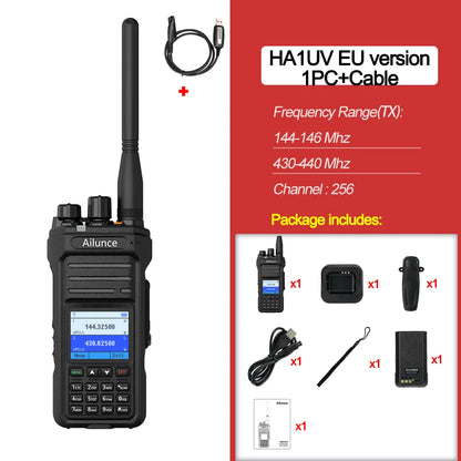 Ailunce HA1UV Walkie Talkie IP67 Waterproof 2800Mah Rechargeable Long Range Dual Band Two-Way Radio Sub-Ptt Ham Radio
