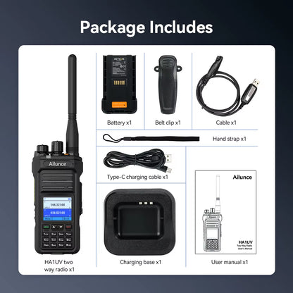 Ailunce HA1UV Walkie Talkie IP67 Waterproof 2800Mah Rechargeable Long Range Dual Band Two-Way Radio Sub-Ptt Ham Radio