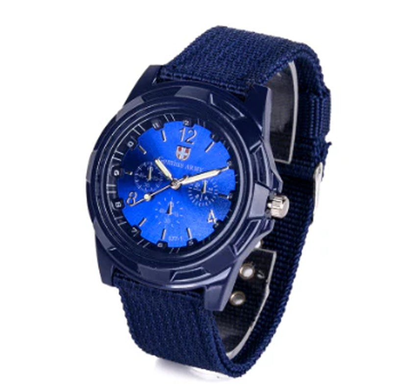 Army Style Woven Strap Tactical Timepiece Navy Air Force Quartz Military Watch