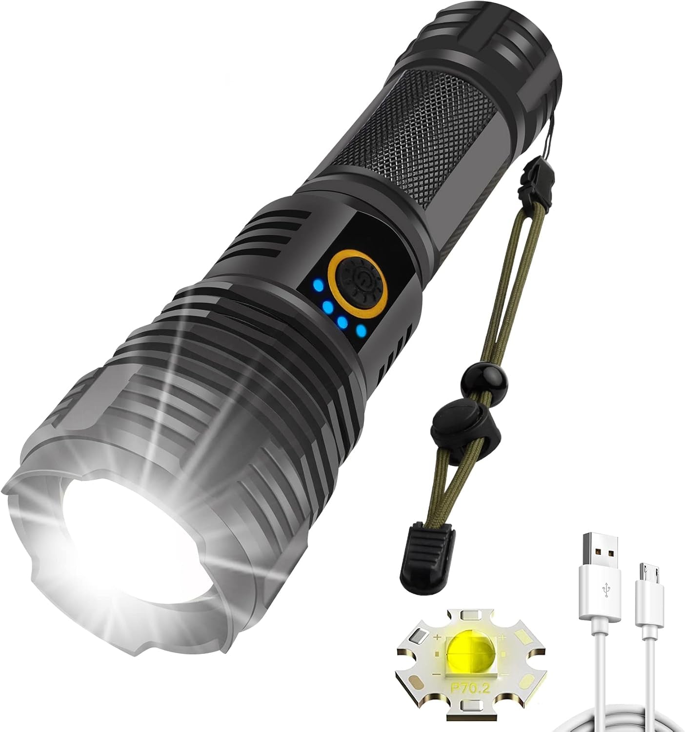 Rechargeable Flashlights 100000 High Lumens (Model 2022, Rechargeable Flashlights, Aluminum, 1, Medium, Model 2022)