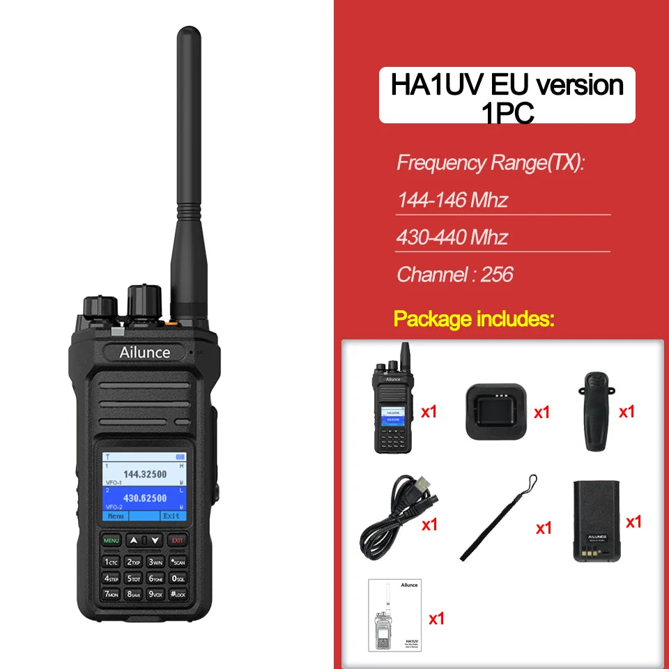 Ailunce HA1UV Walkie Talkie IP67 Waterproof 2800Mah Rechargeable Long Range Dual Band Two-Way Radio Sub-Ptt Ham Radio