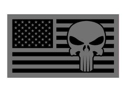 Grey Punisher US Flag Proud US Army Veteran Armed Forces Military